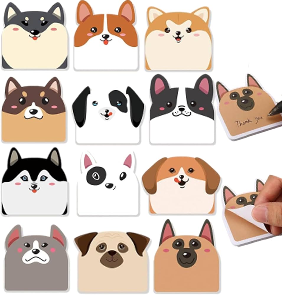 ❌犬好き(❀ᴗ͈ˬᴗ͈)\"新品　メモ用紙 Amazon.co.jp: 付箋 犬 可愛い【12種類セット】 色紙 メッセージ